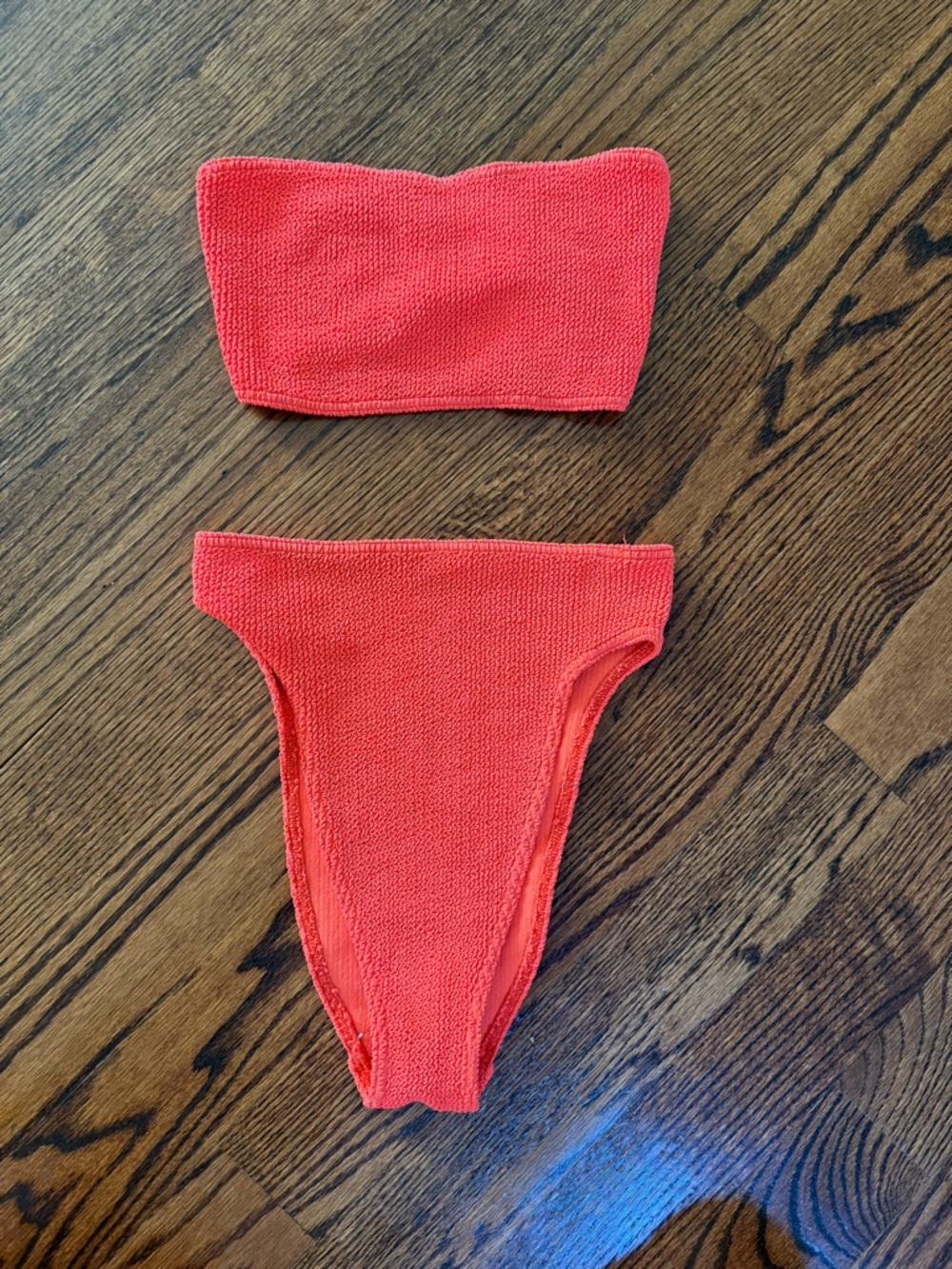 ASOS Coral Textured Bandeau Bikini Set
